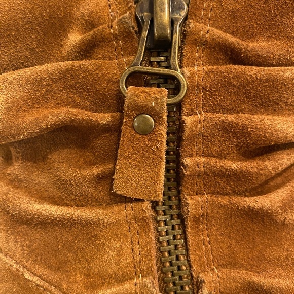 Reba Boot Suede Slouch Western Cowgirl Saddle Cognac Brown Rust Bootie Size 7.5 - Picture 4 of 9